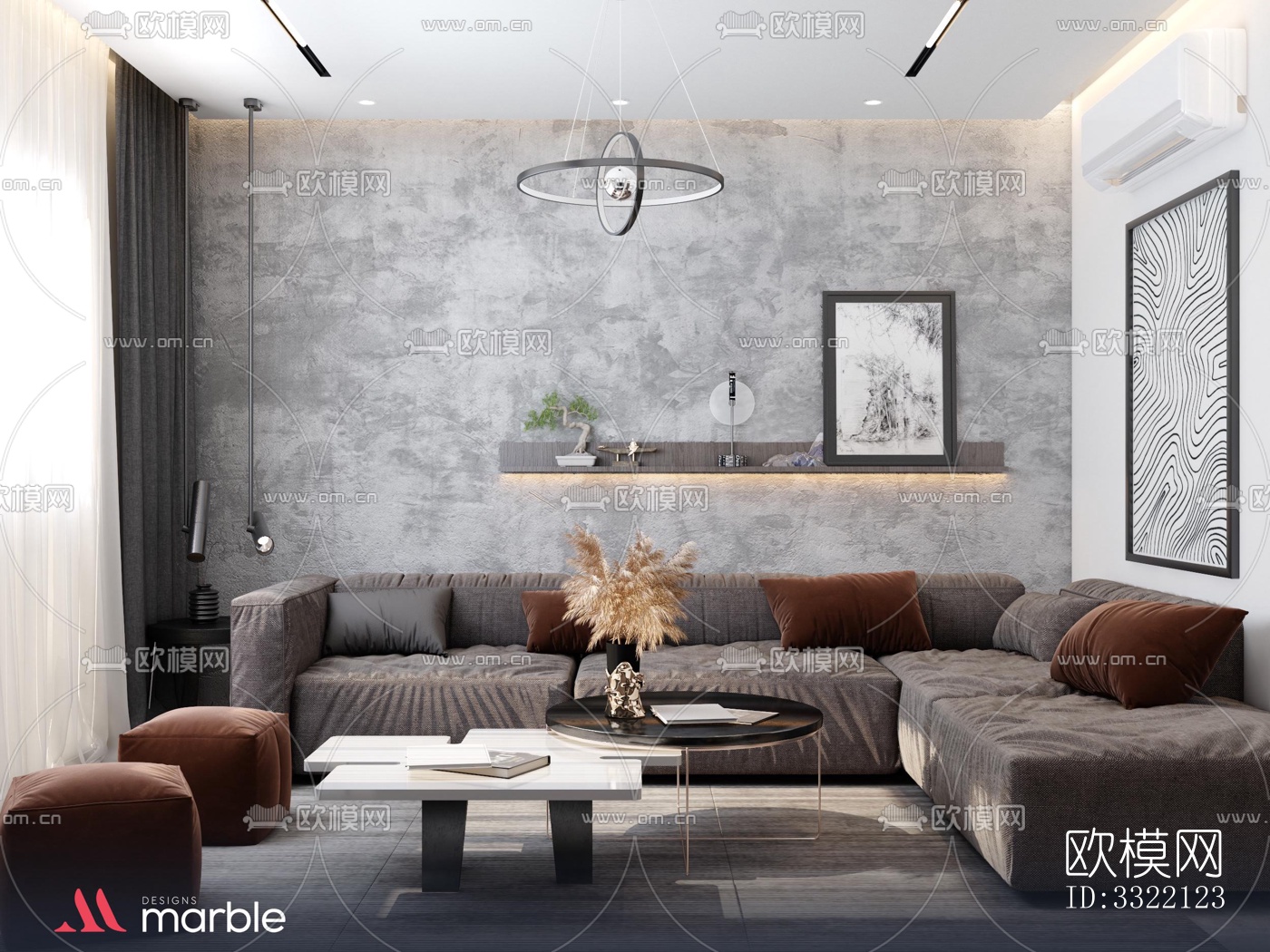 现代客厅效果图下载（渲染图1）
