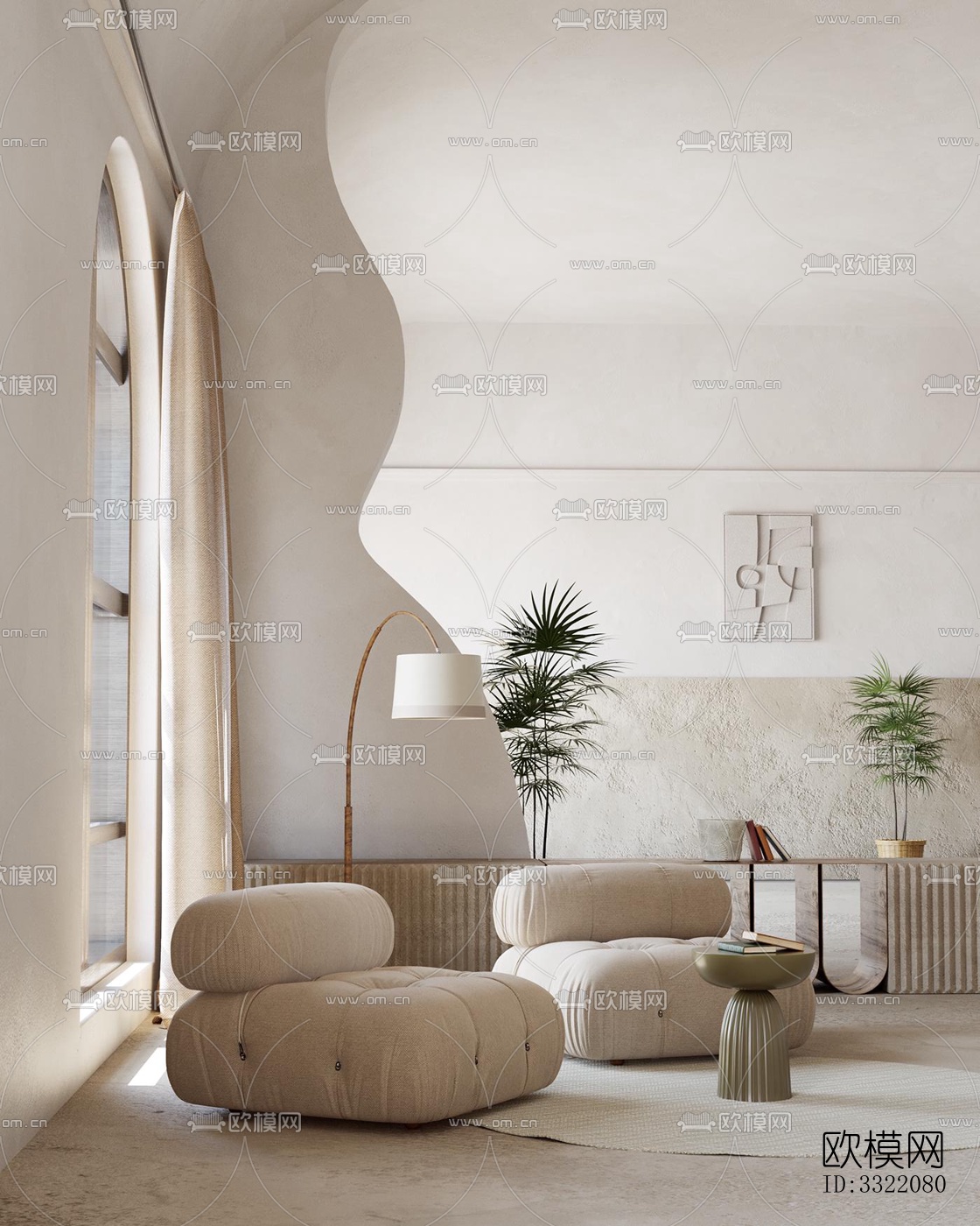 现代客厅效果图下载（渲染图2）