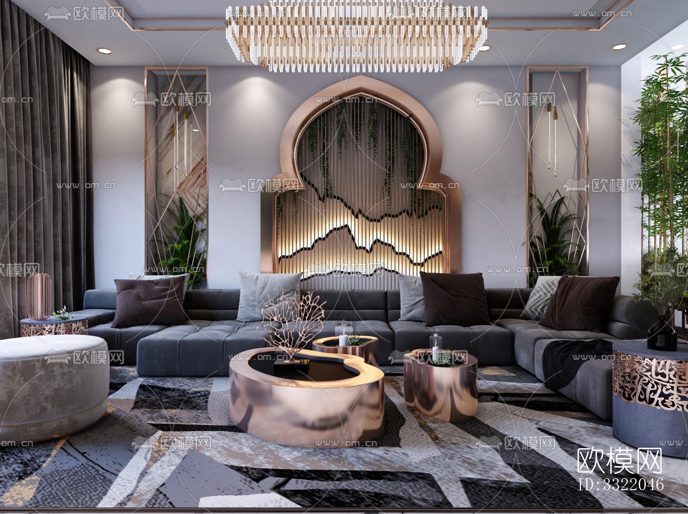 现代客厅效果图下载（渲染图1）