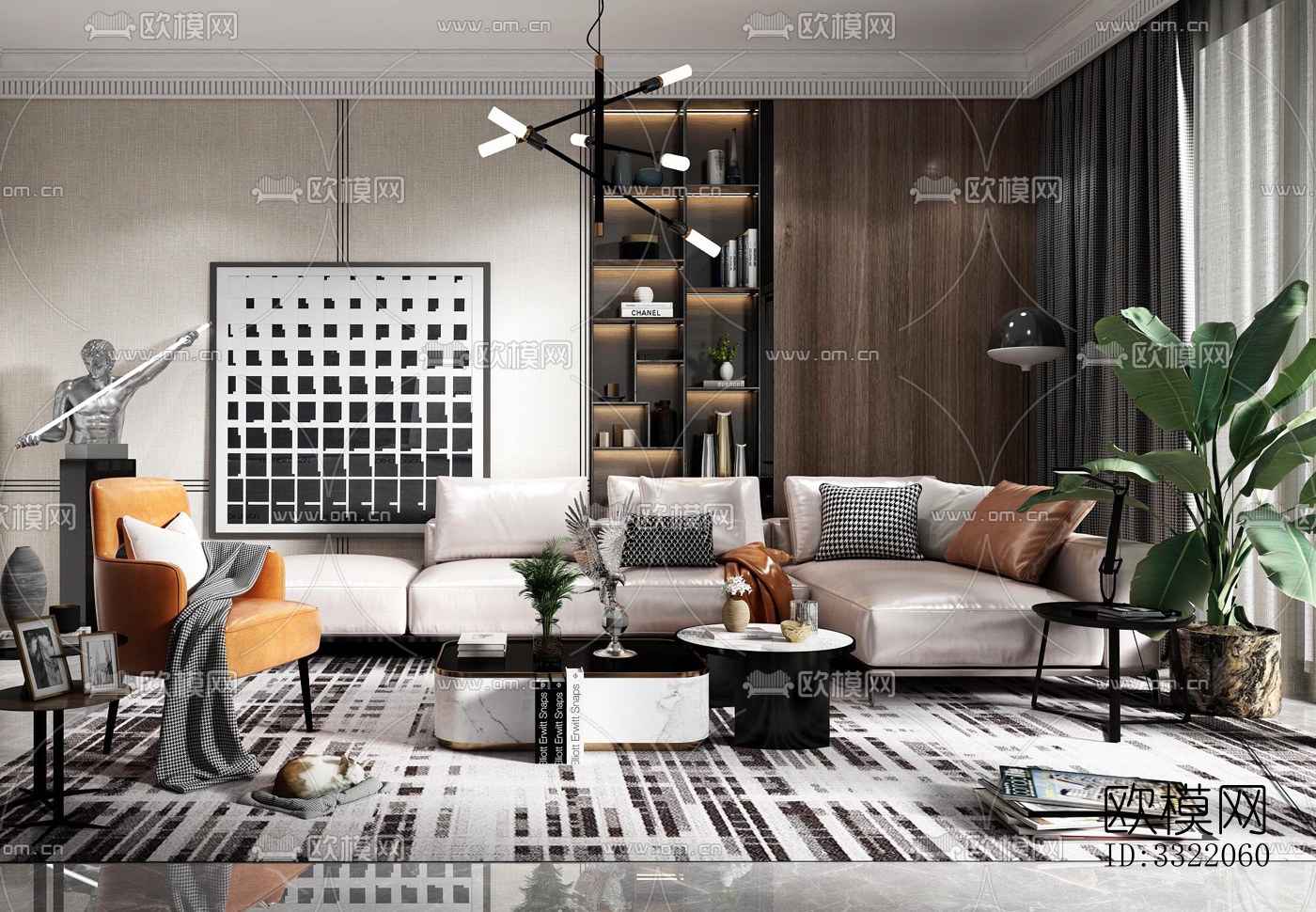 现代客厅效果图下载（渲染图16）