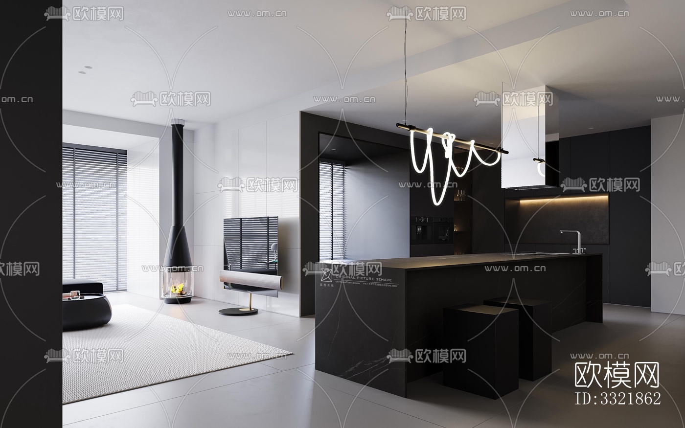 现代客厅效果图下载（渲染图2）