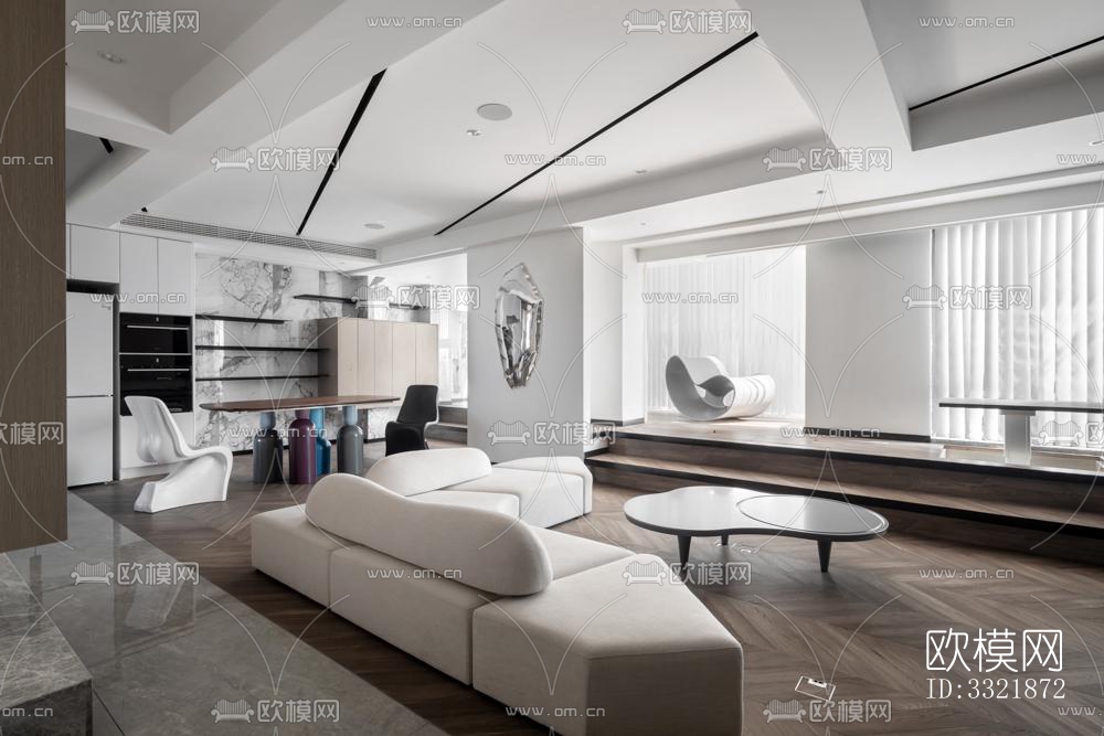 现代客厅效果图下载（渲染图10）