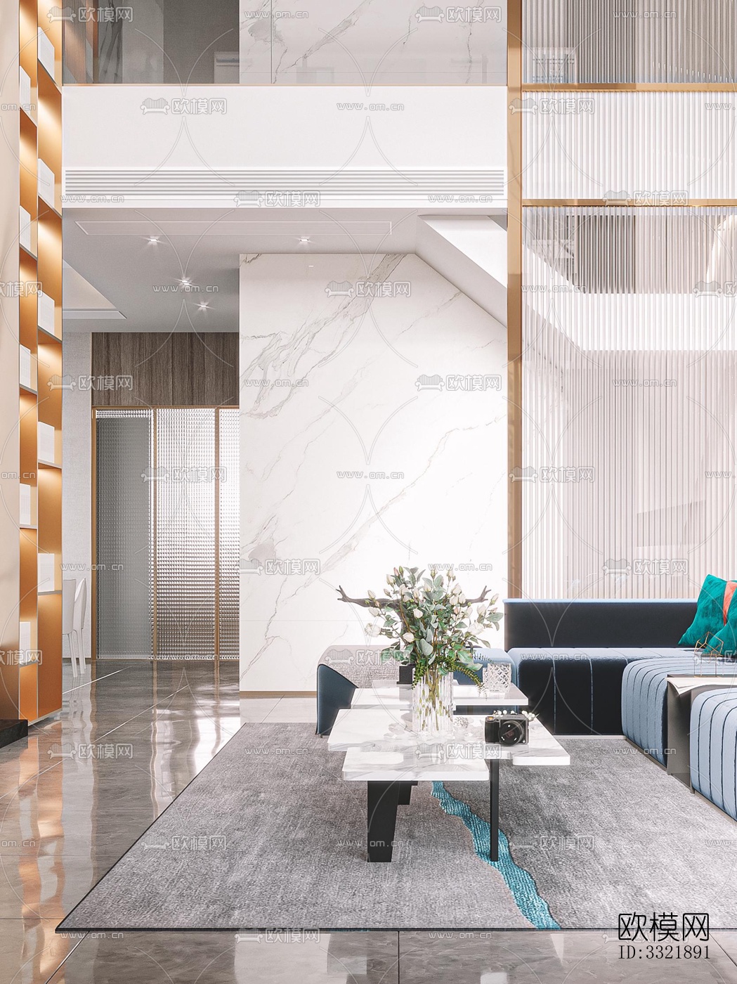 现代客厅效果图下载（渲染图3）