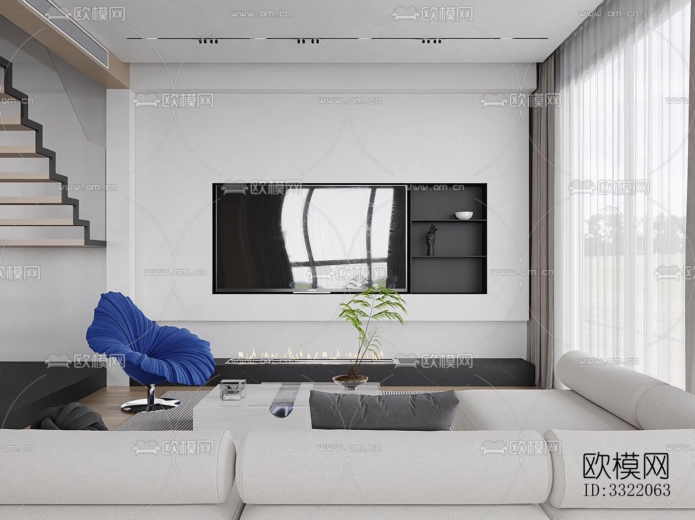 现代客厅效果图下载（渲染图6）