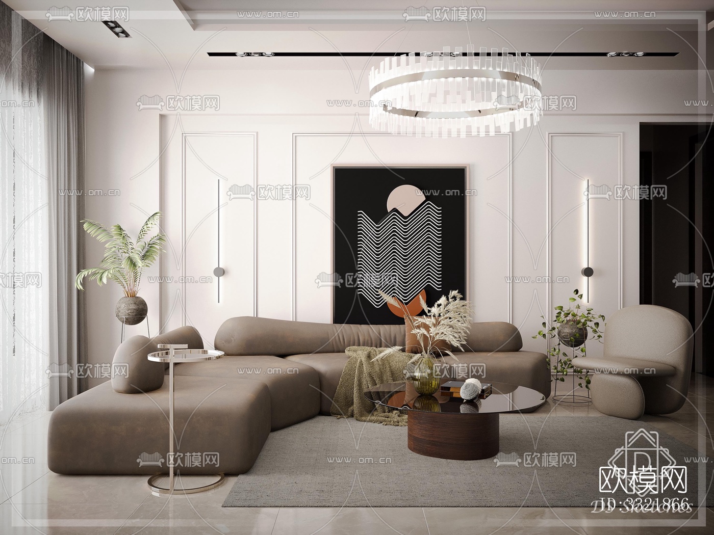 现代客厅效果图下载（渲染图1）