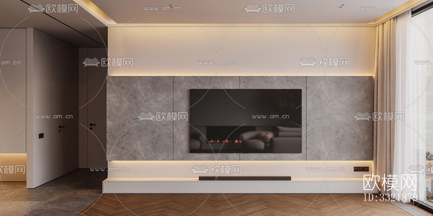 现代客厅效果图下载（渲染图4）