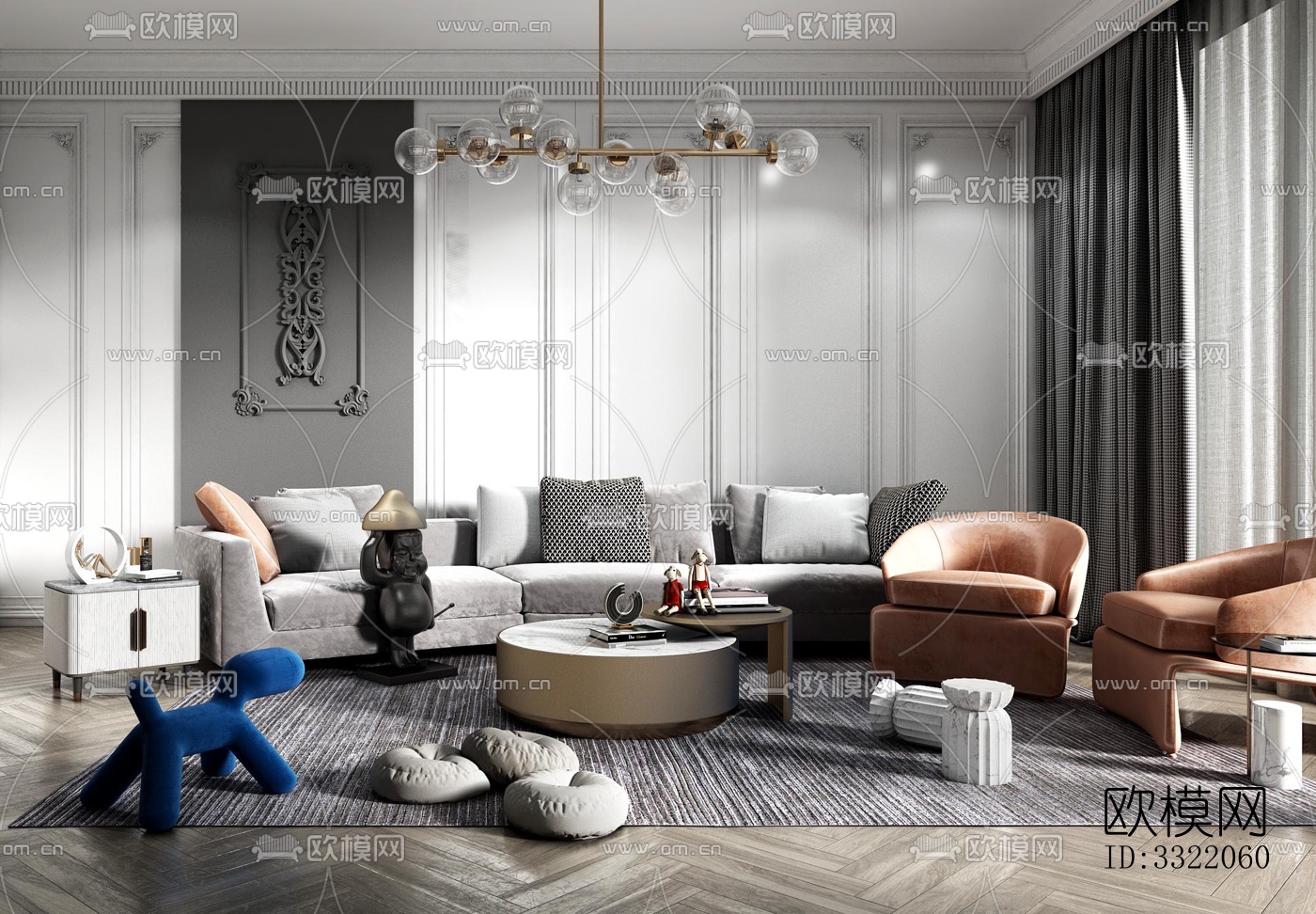 现代客厅效果图下载（渲染图10）