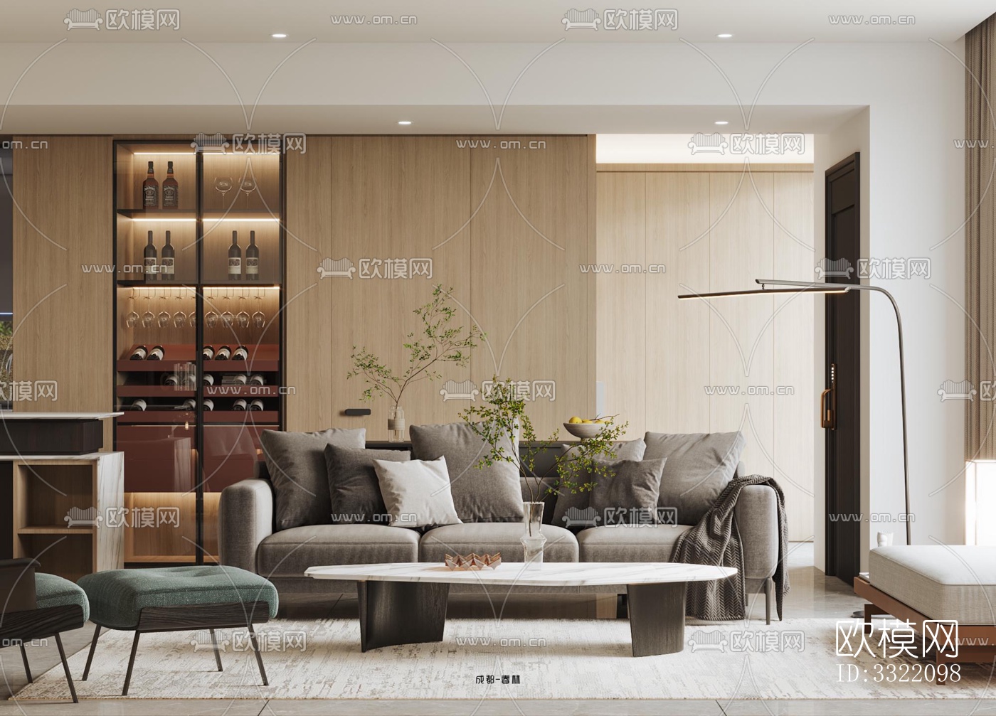 现代客厅效果图下载（渲染图1）