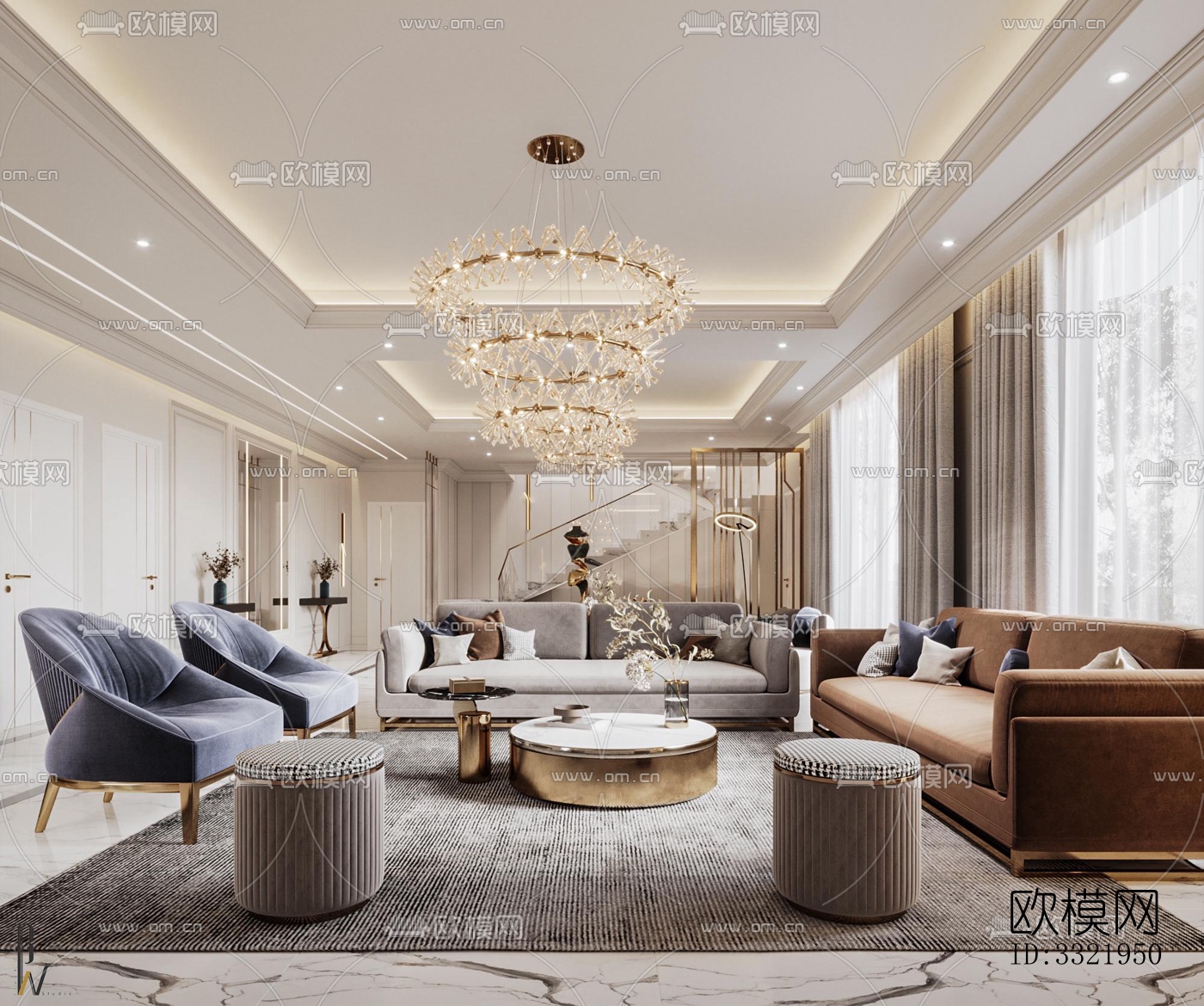 现代客厅效果图下载（渲染图1）