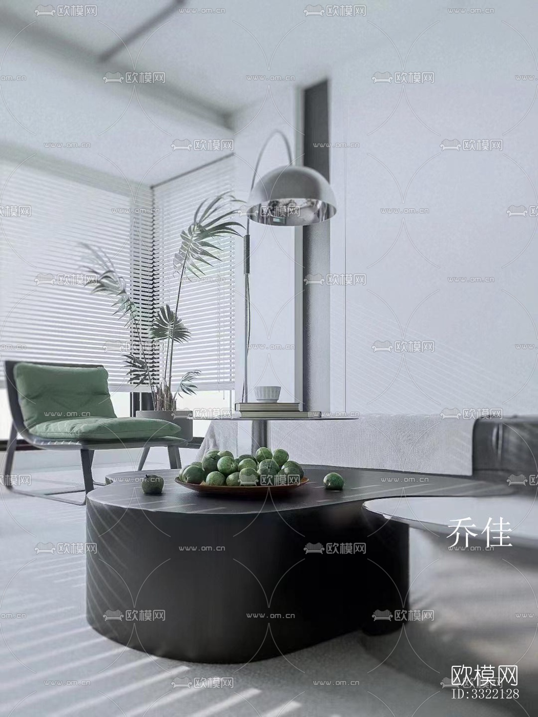 现代客厅效果图下载（渲染图4）