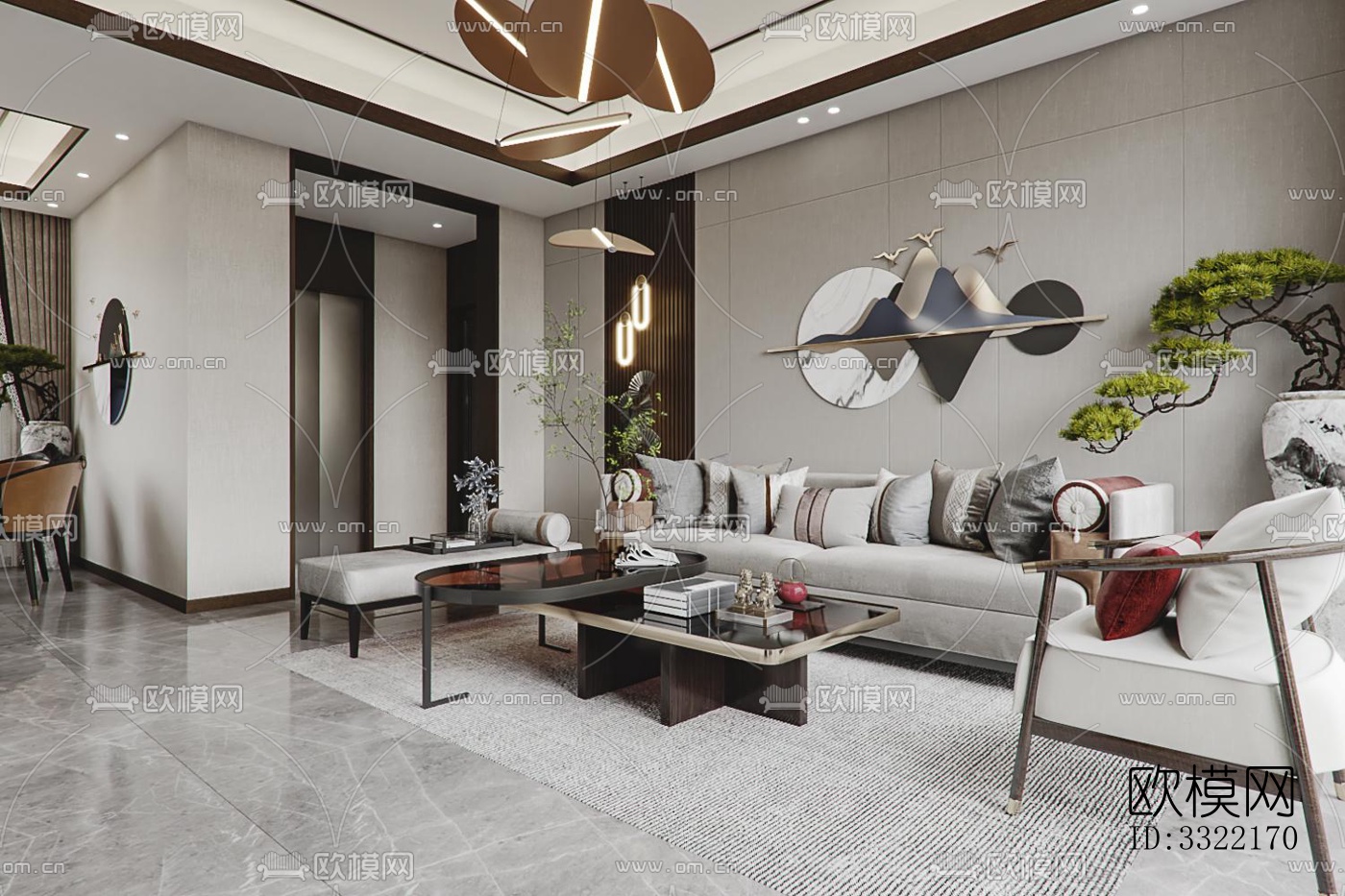 现代客厅效果图下载（渲染图4）