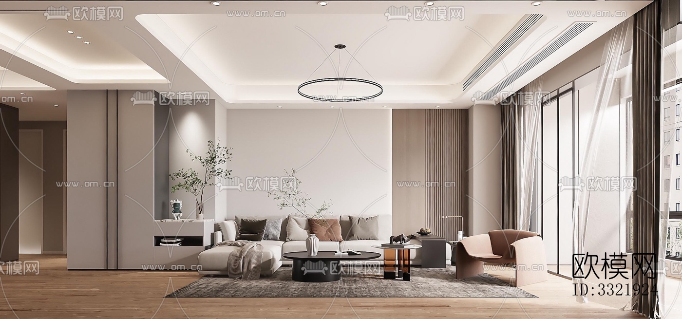 现代客厅效果图下载（渲染图2）