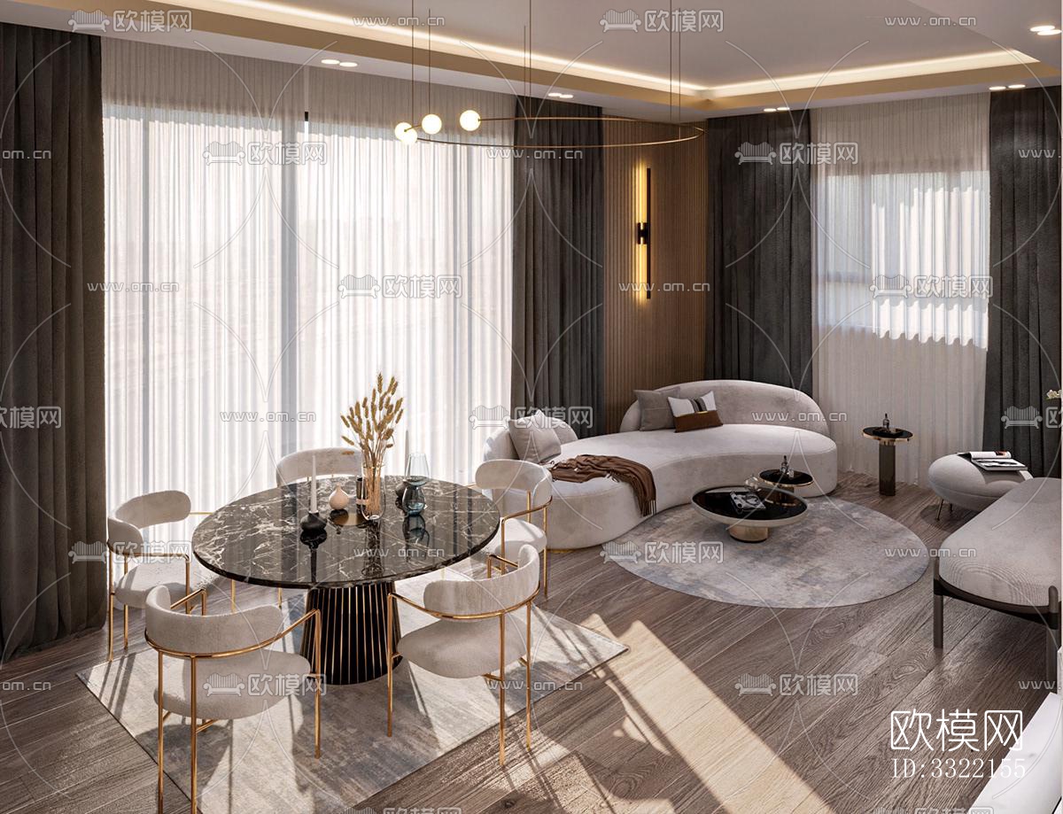 现代客厅效果图下载（渲染图9）