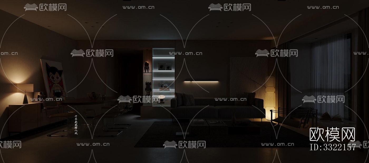 现代客厅效果图下载（渲染图1）