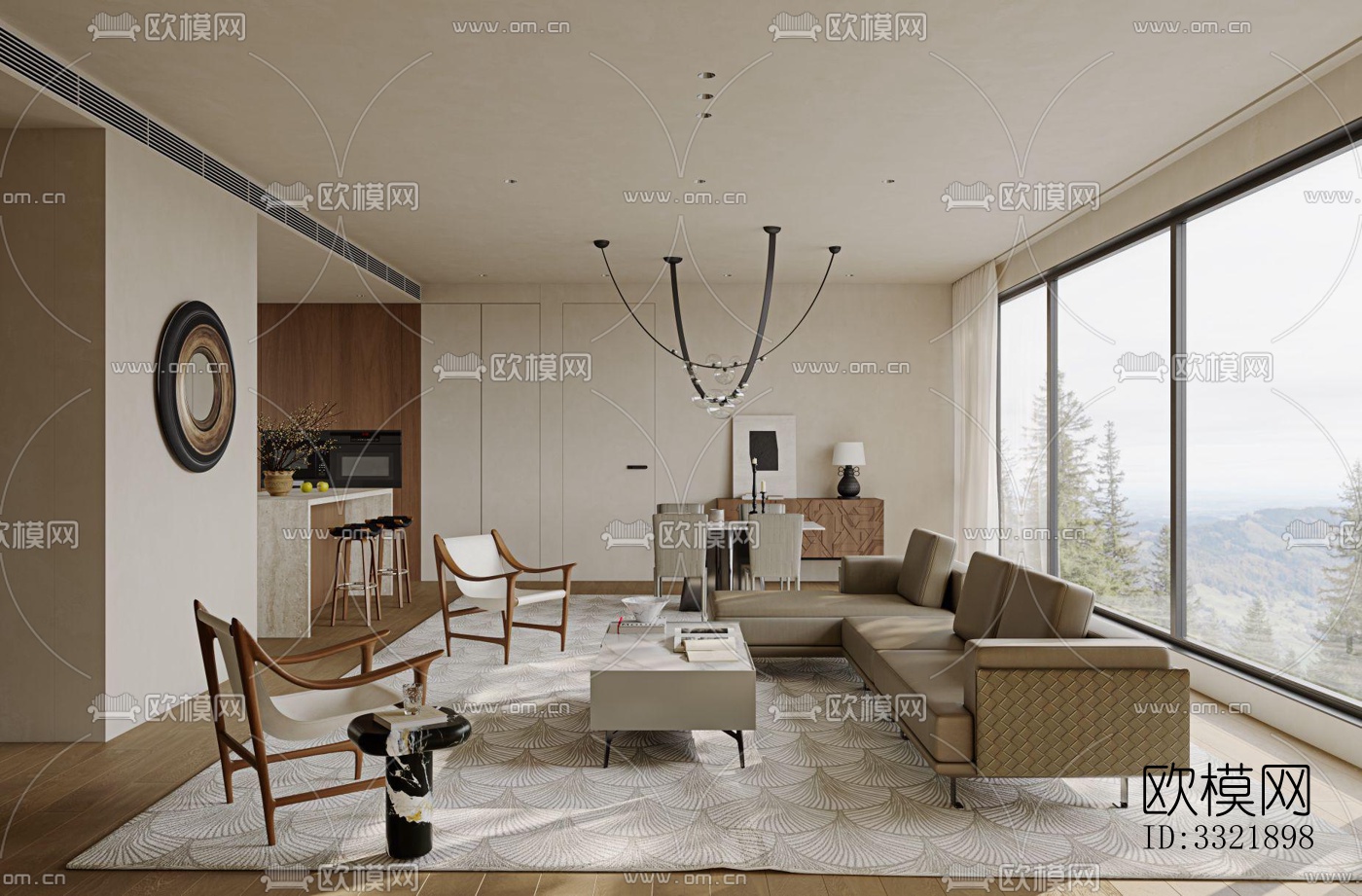 现代客厅效果图下载（渲染图9）