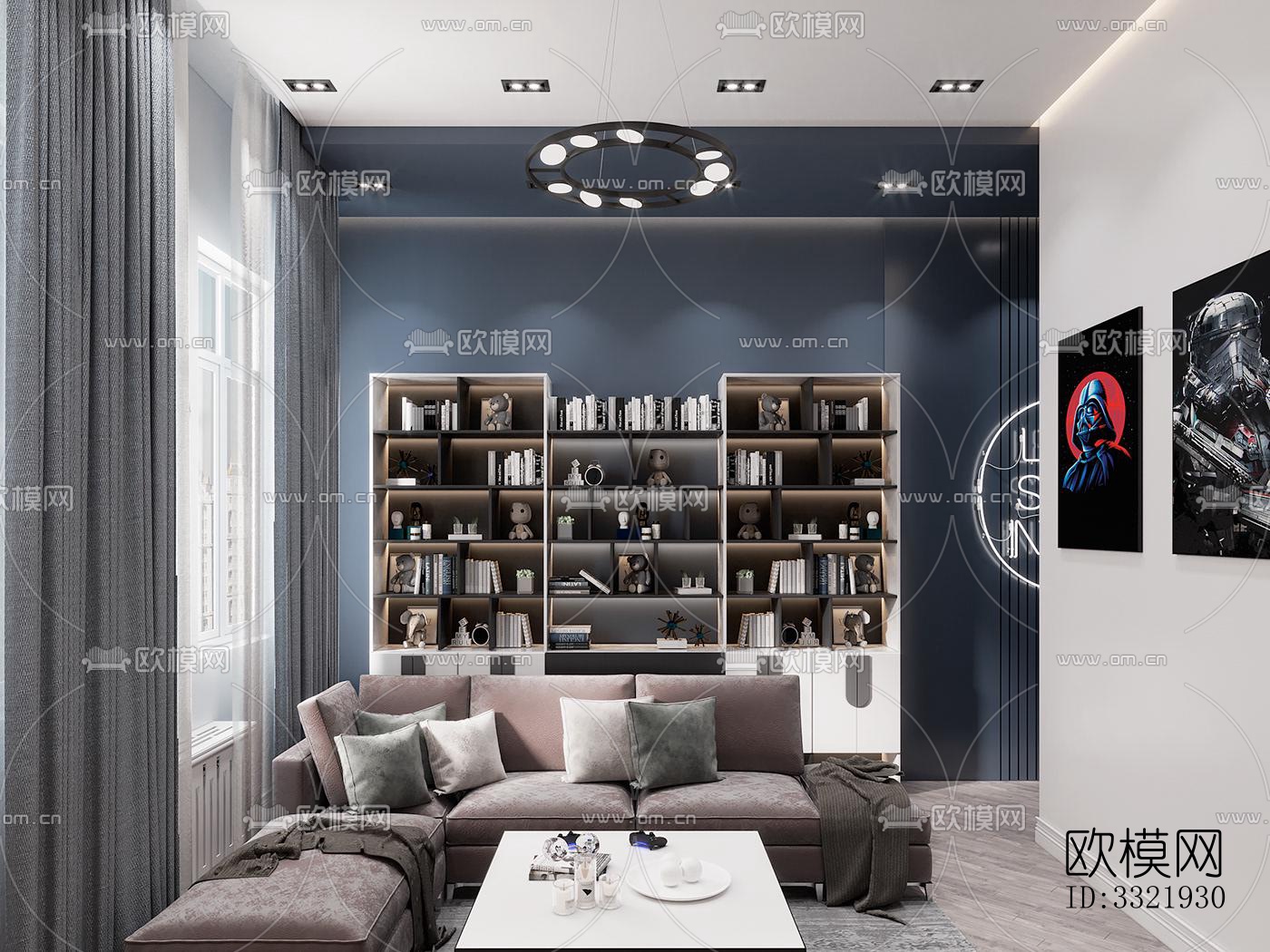 现代客厅效果图下载（渲染图3）