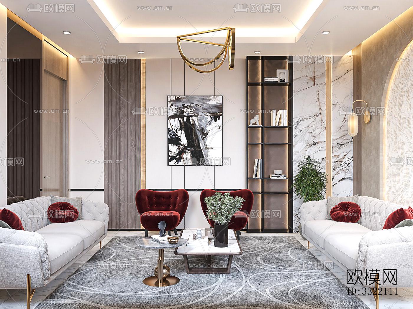 现代客厅效果图下载（渲染图3）