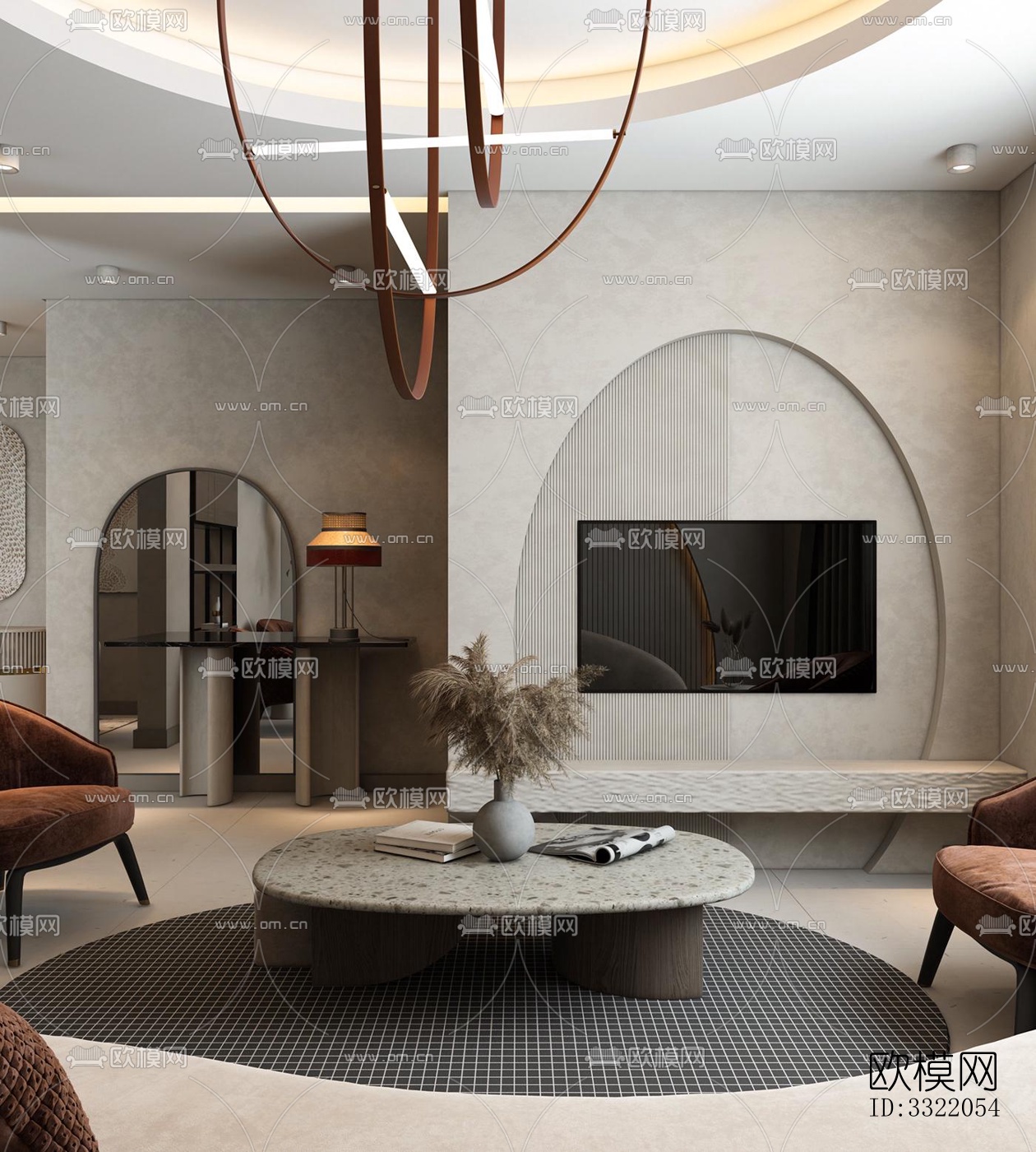 现代客厅效果图下载（渲染图3）