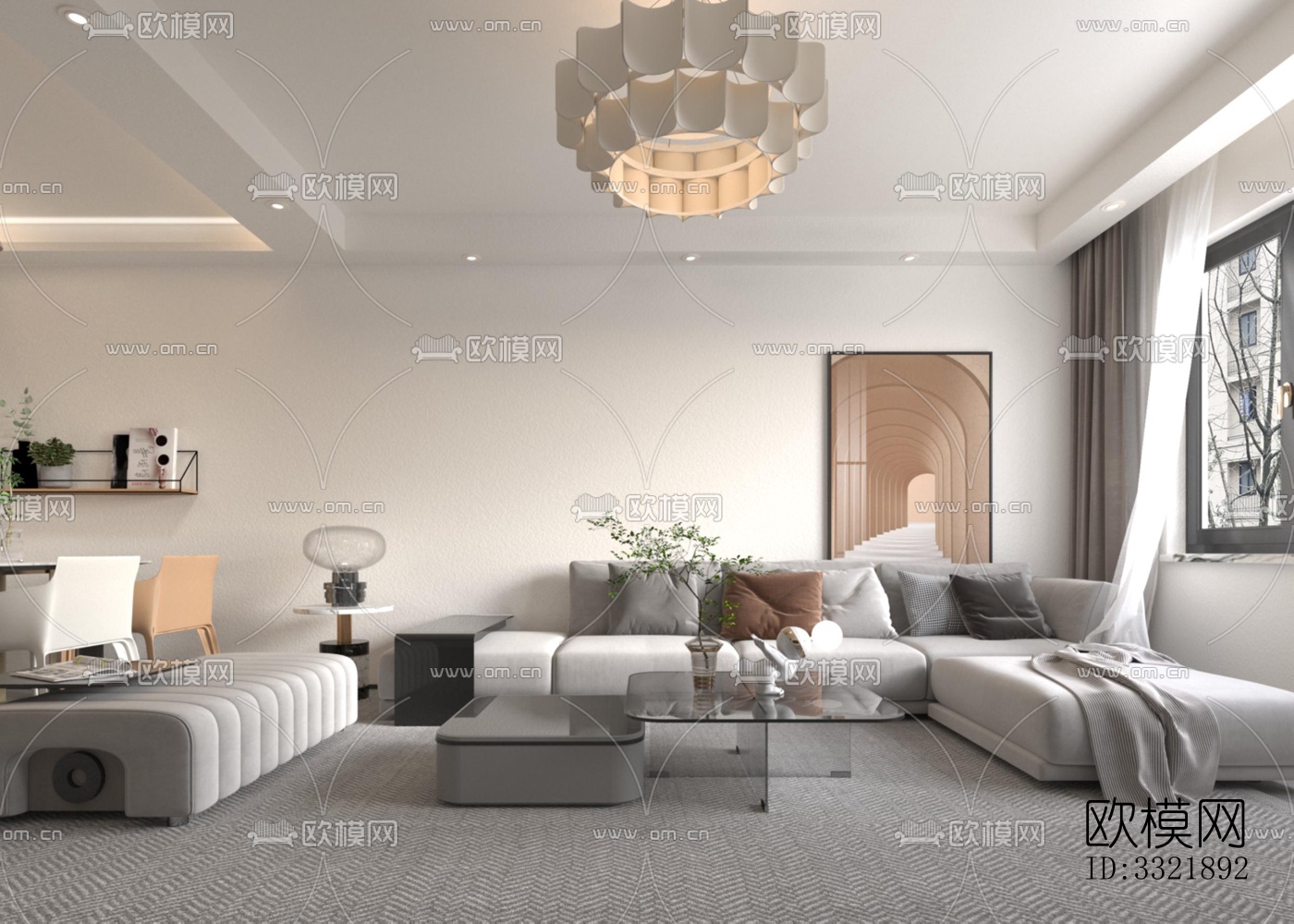 现代客厅效果图下载（渲染图2）