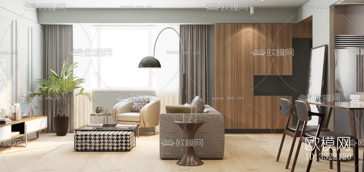 现代客厅效果图下载（渲染图6）