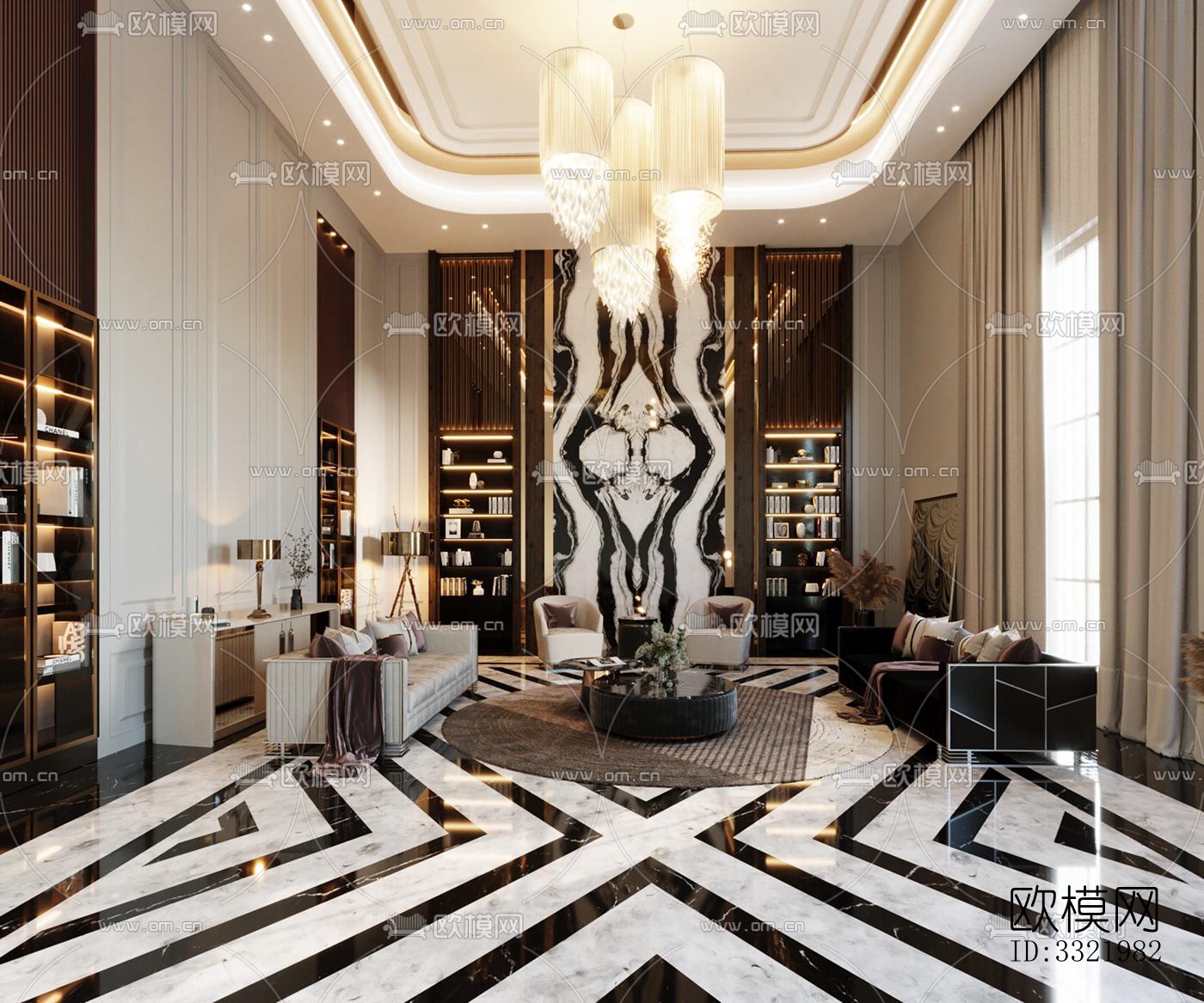 现代客厅效果图下载（渲染图7）