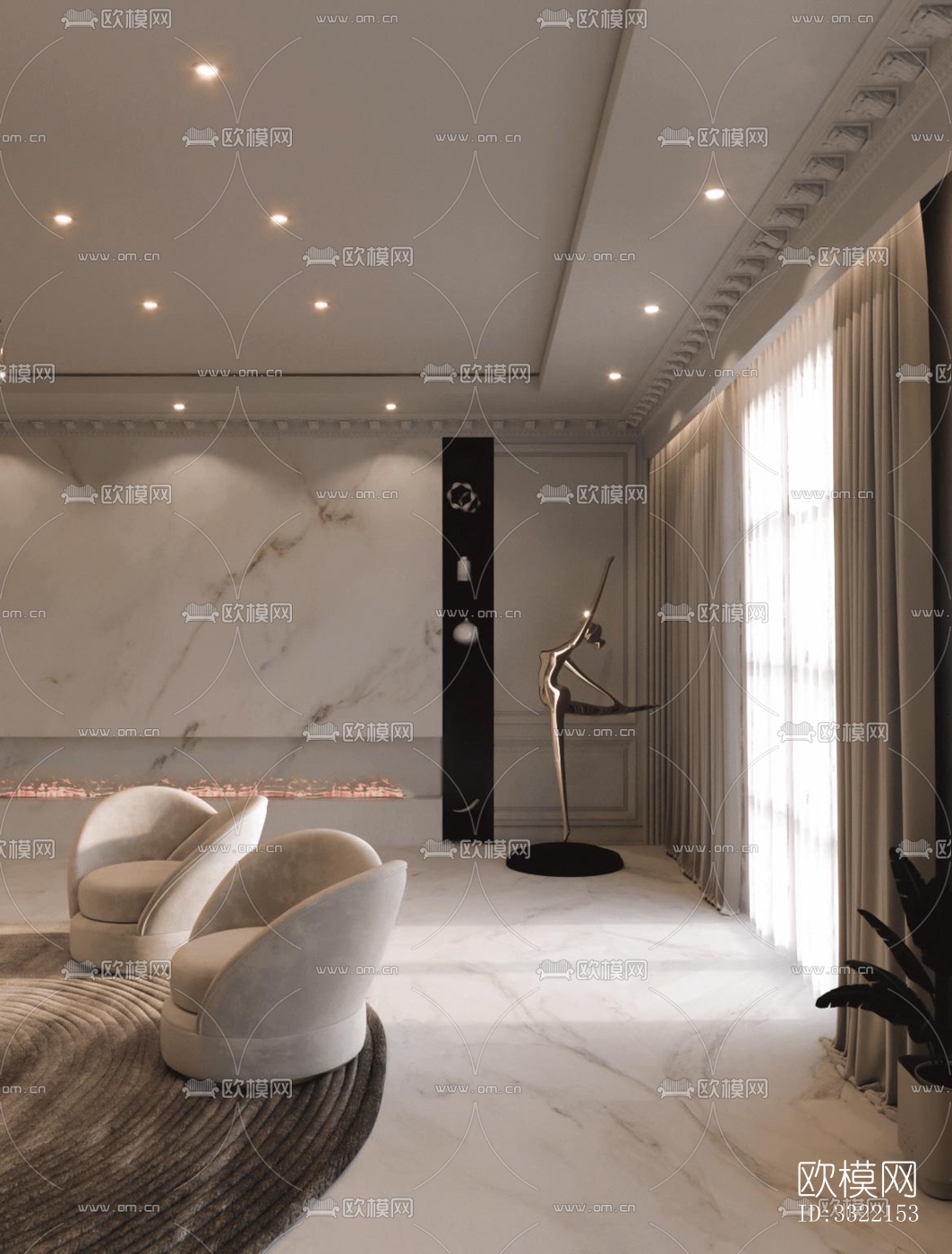 现代客厅效果图下载（渲染图4）