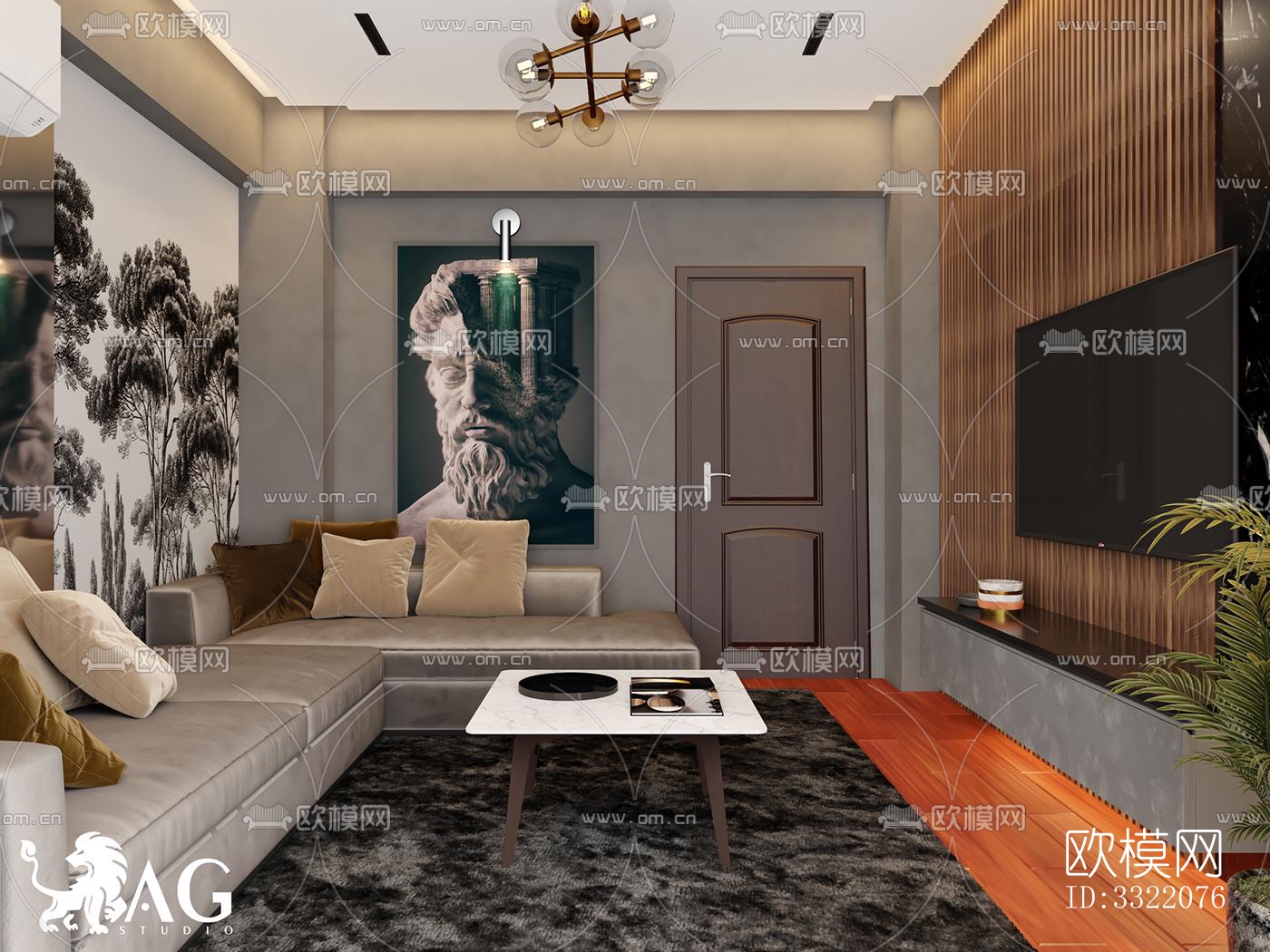 现代客厅效果图下载（渲染图8）