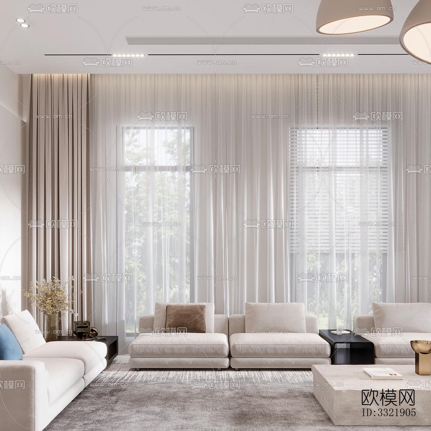 现代客厅效果图下载（渲染图3）