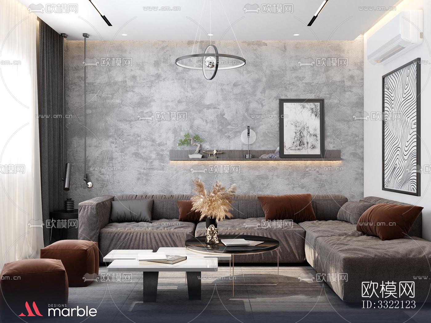 现代客厅效果图下载（渲染图2）