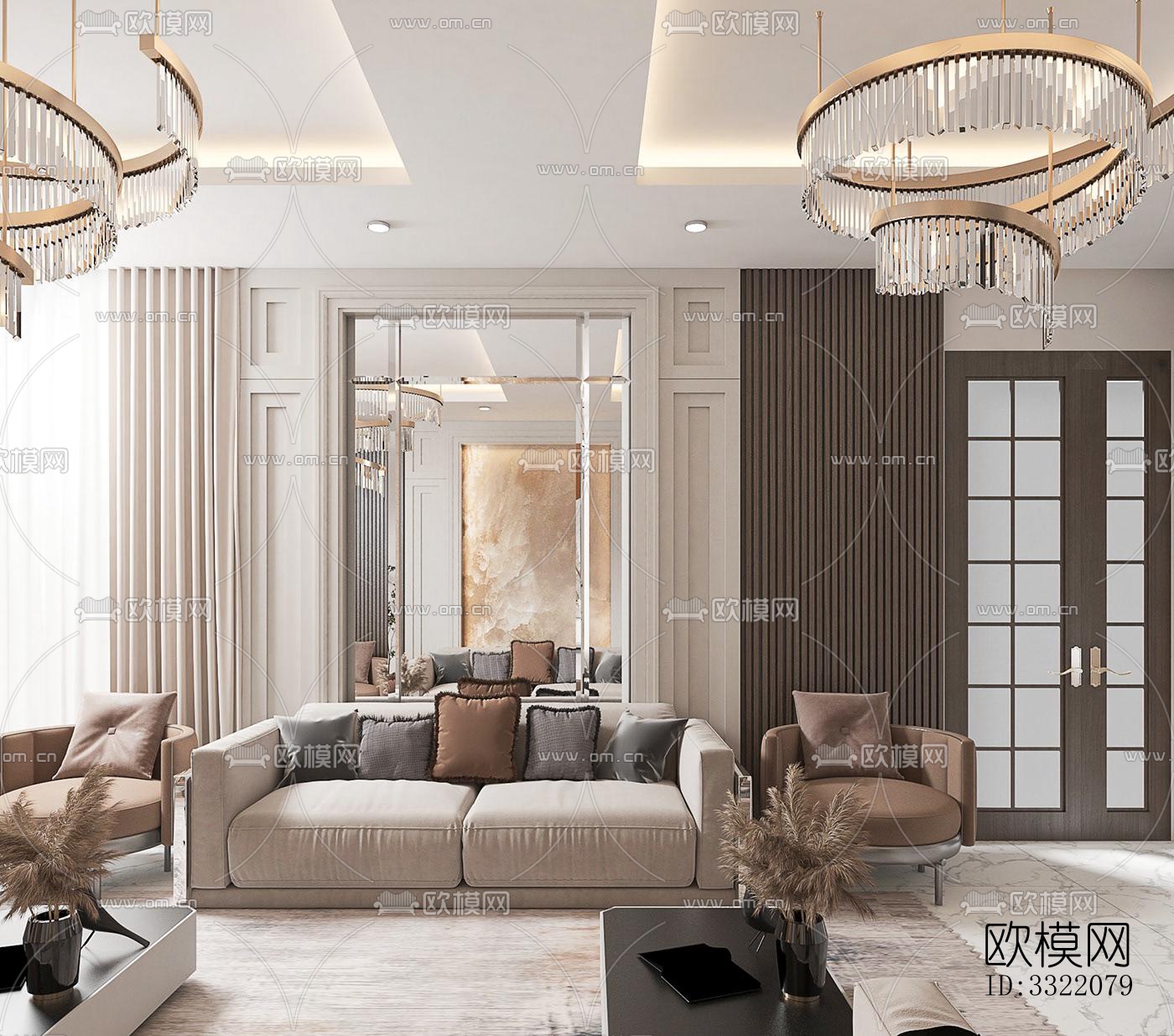 现代客厅效果图下载（渲染图7）