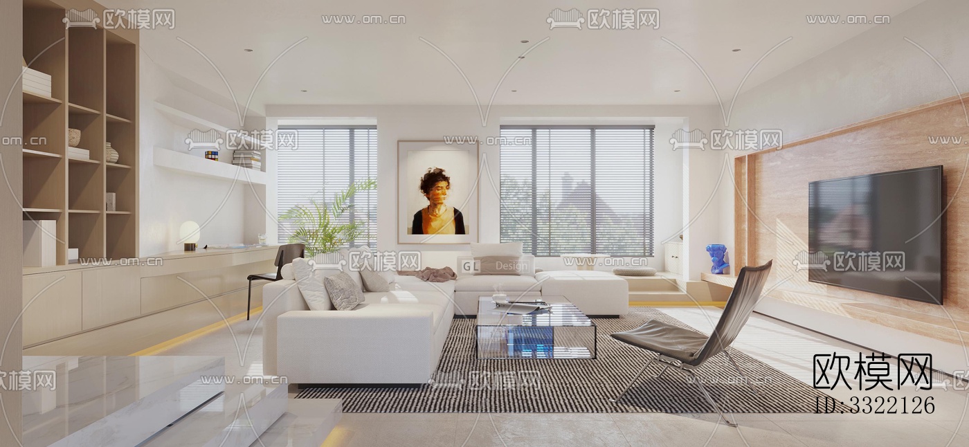 现代客厅效果图下载（渲染图1）