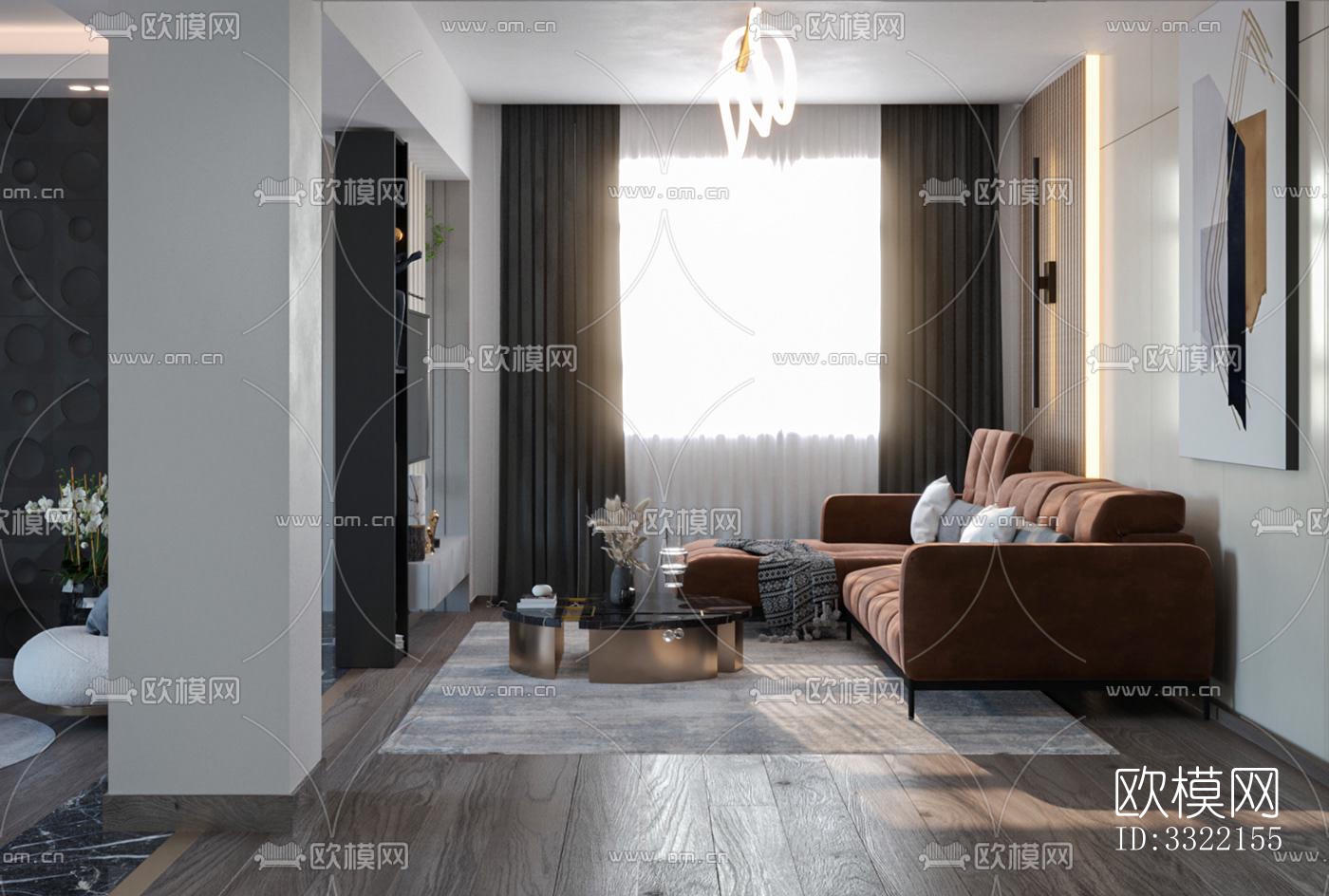 现代客厅效果图下载（渲染图3）
