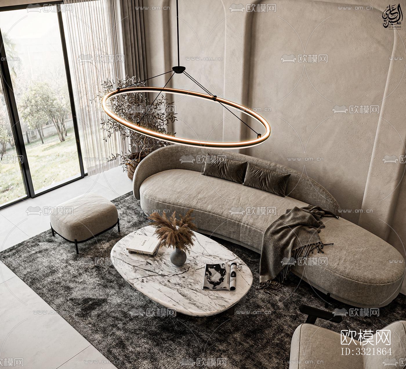 现代客厅效果图下载（渲染图7）