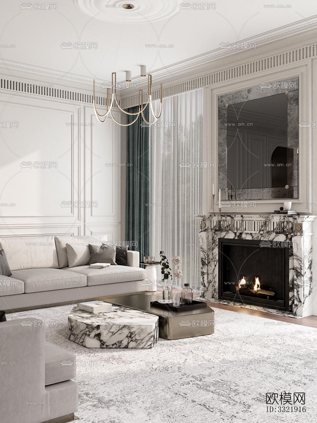 现代客厅效果图下载（渲染图3）