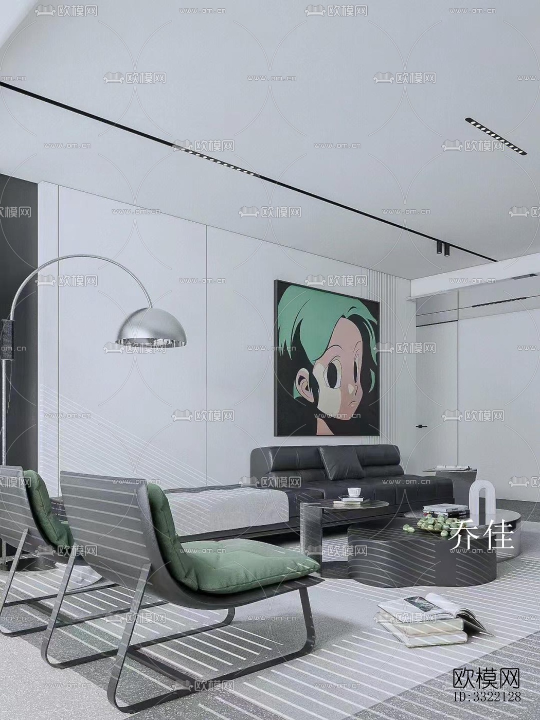 现代客厅效果图下载（渲染图2）