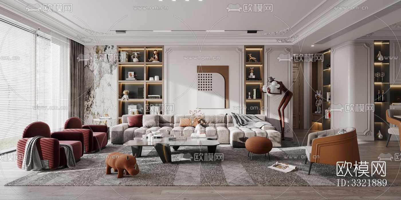 现代客厅效果图下载（渲染图5）