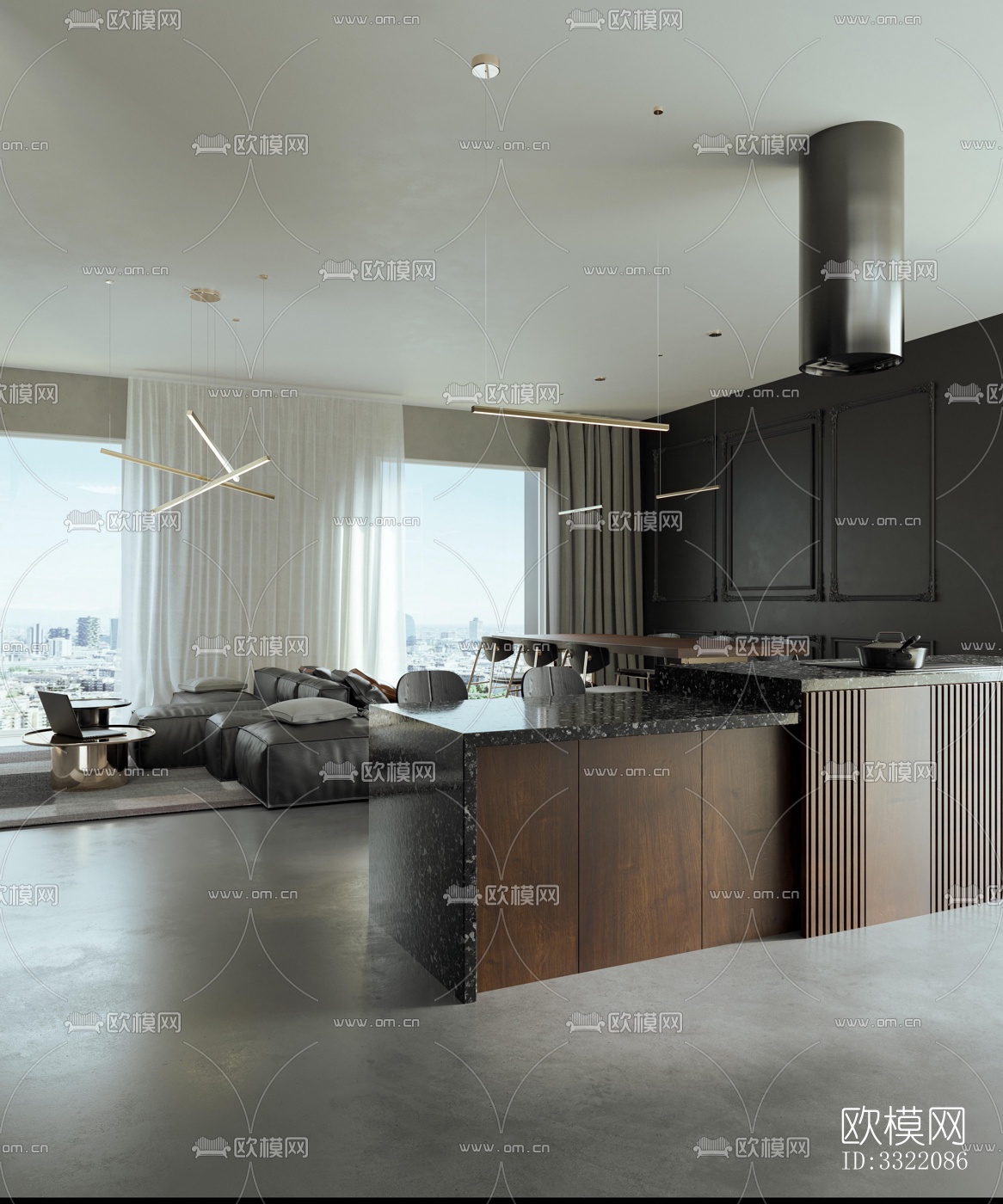 现代客厅效果图下载（渲染图1）