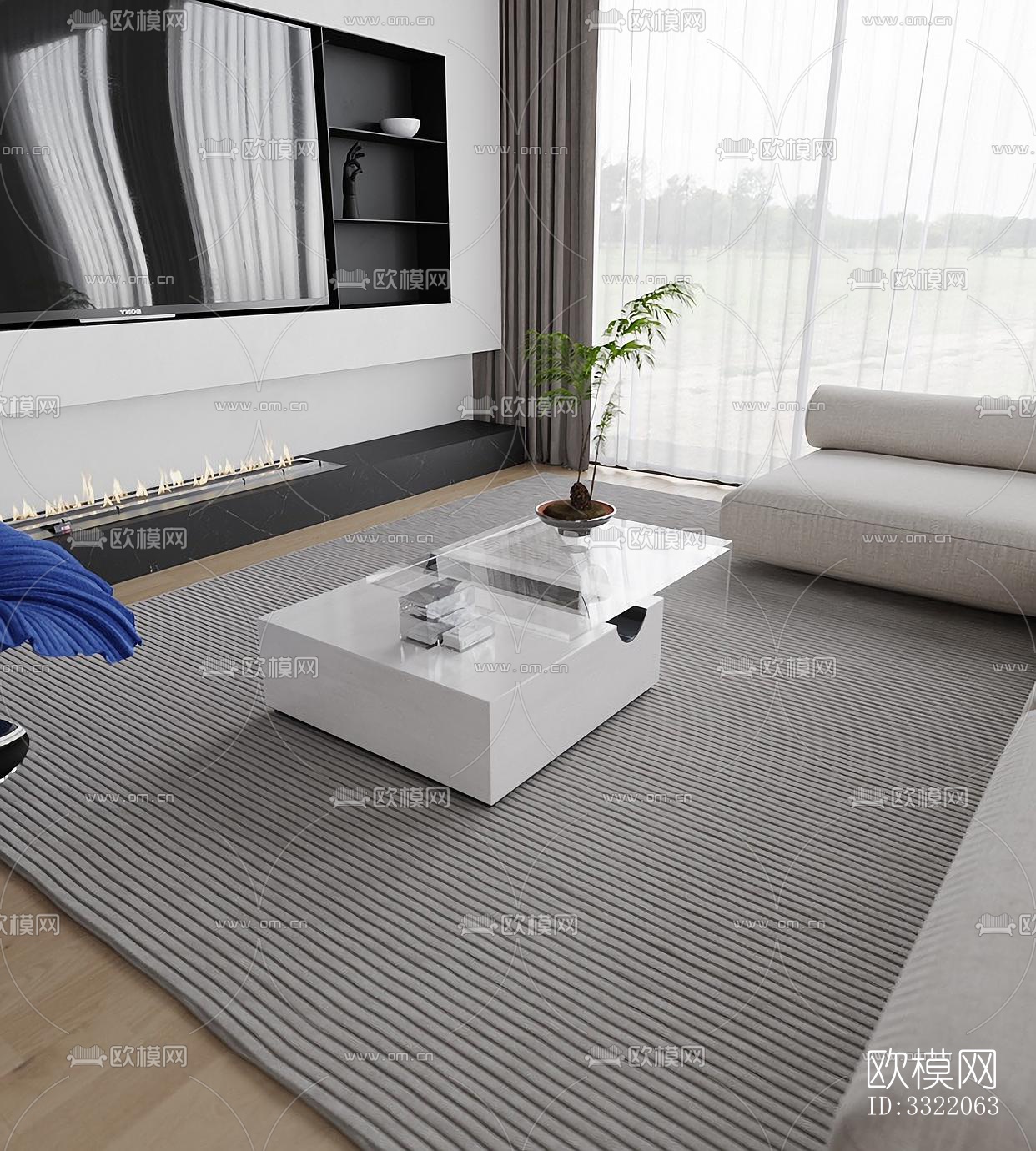 现代客厅效果图下载（渲染图3）