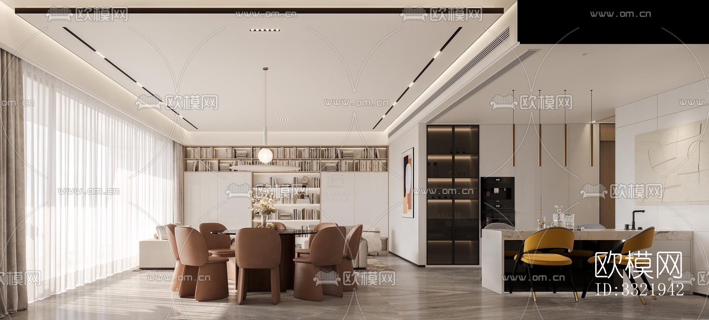 现代客厅效果图下载（渲染图3）