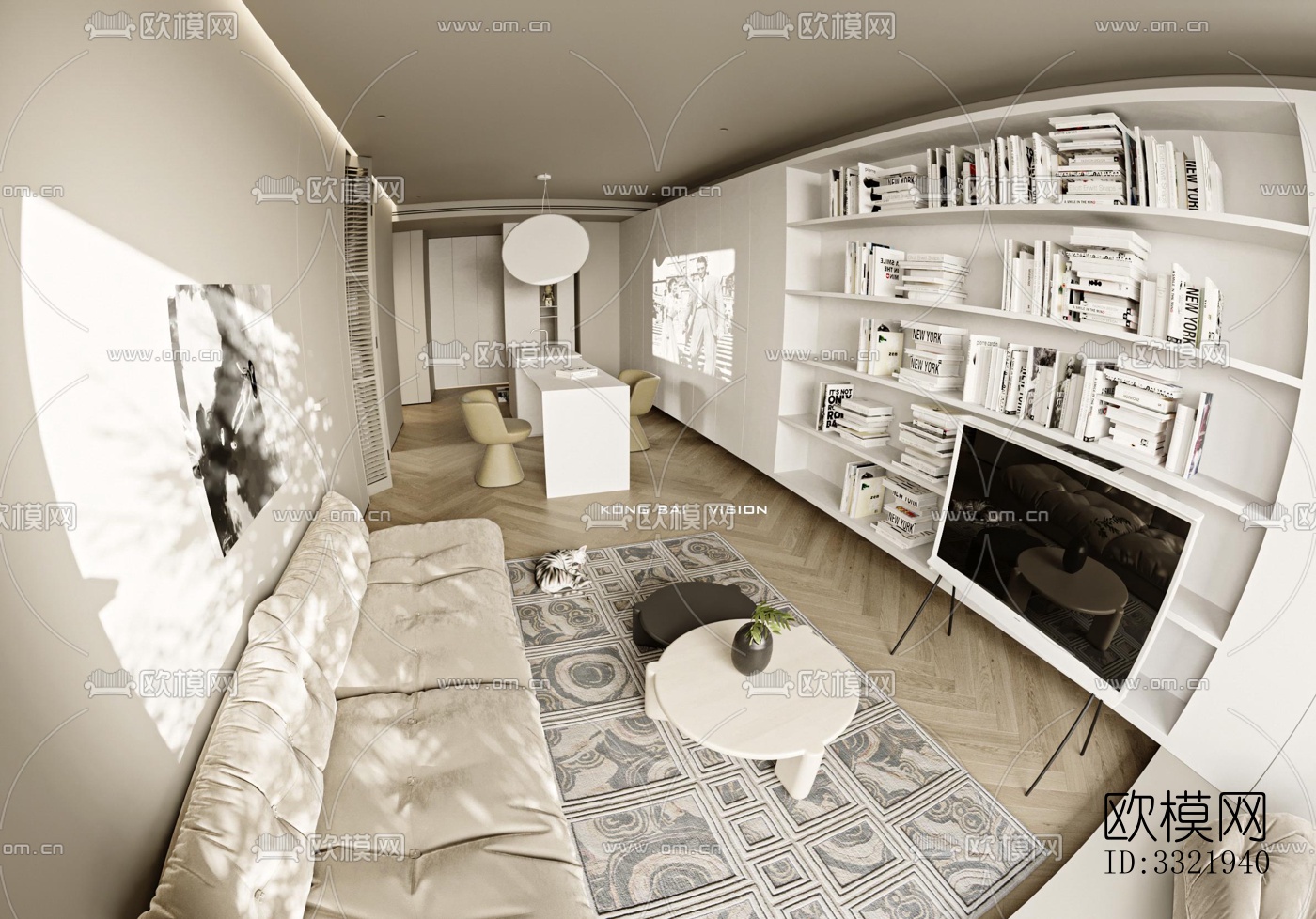 现代客厅效果图下载（渲染图5）