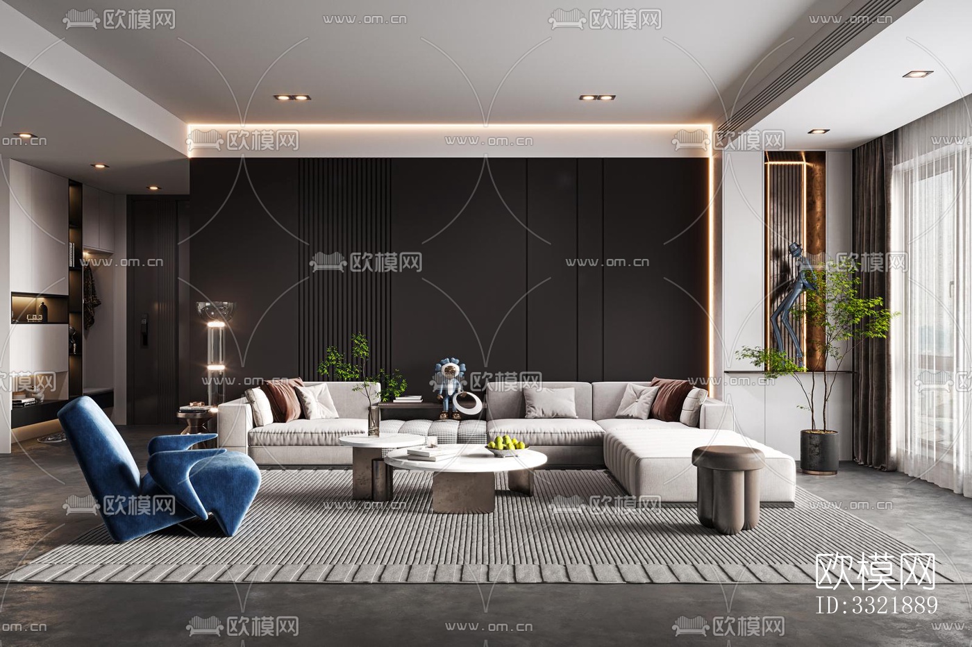 现代客厅效果图下载（渲染图10）