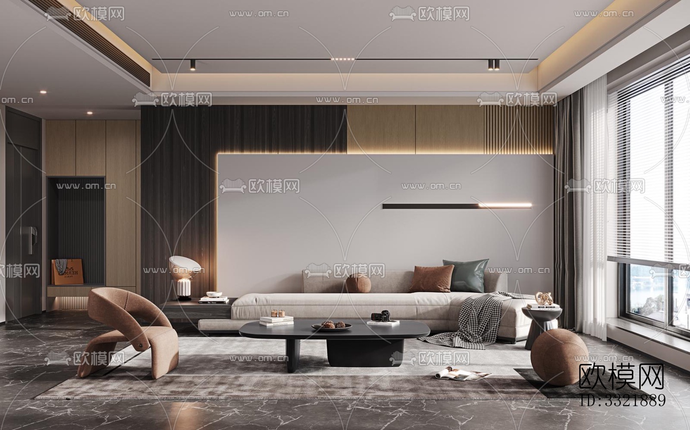 现代客厅效果图下载（渲染图15）