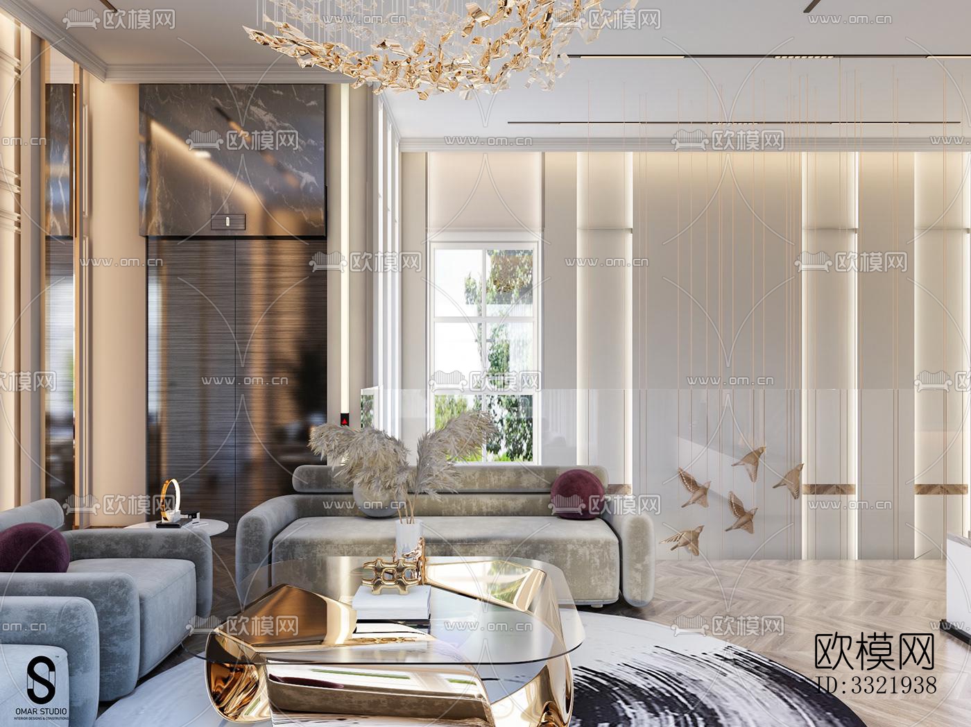 现代客厅效果图下载（渲染图3）