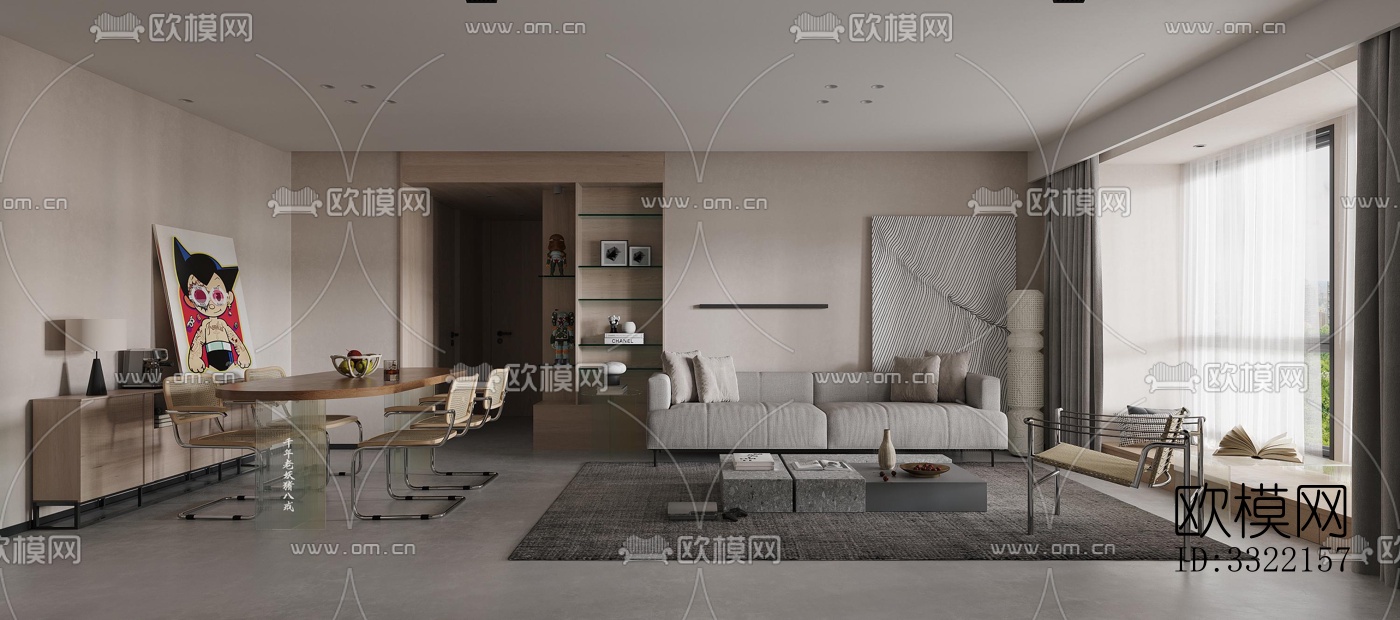 现代客厅效果图下载（渲染图3）