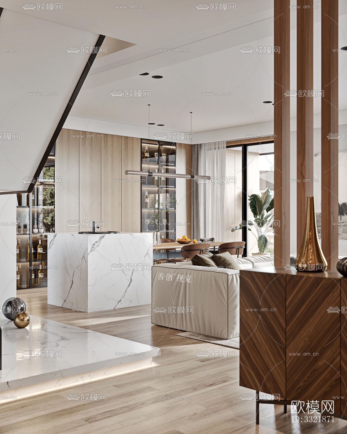 现代客厅效果图下载（渲染图9）