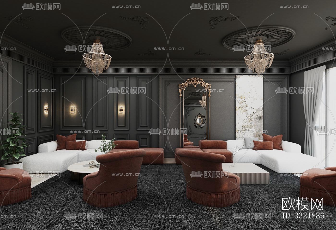 现代客厅效果图下载（渲染图2）