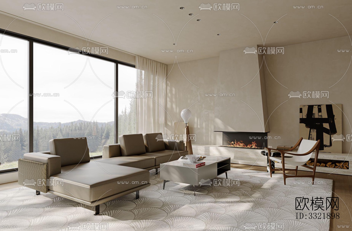 现代客厅效果图下载（渲染图1）