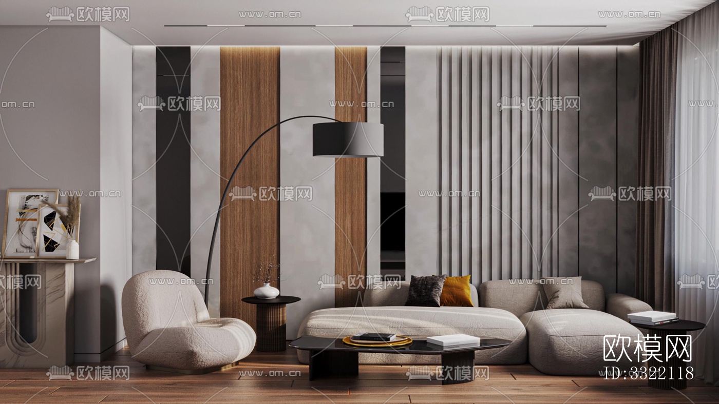 现代客厅效果图下载（渲染图1）