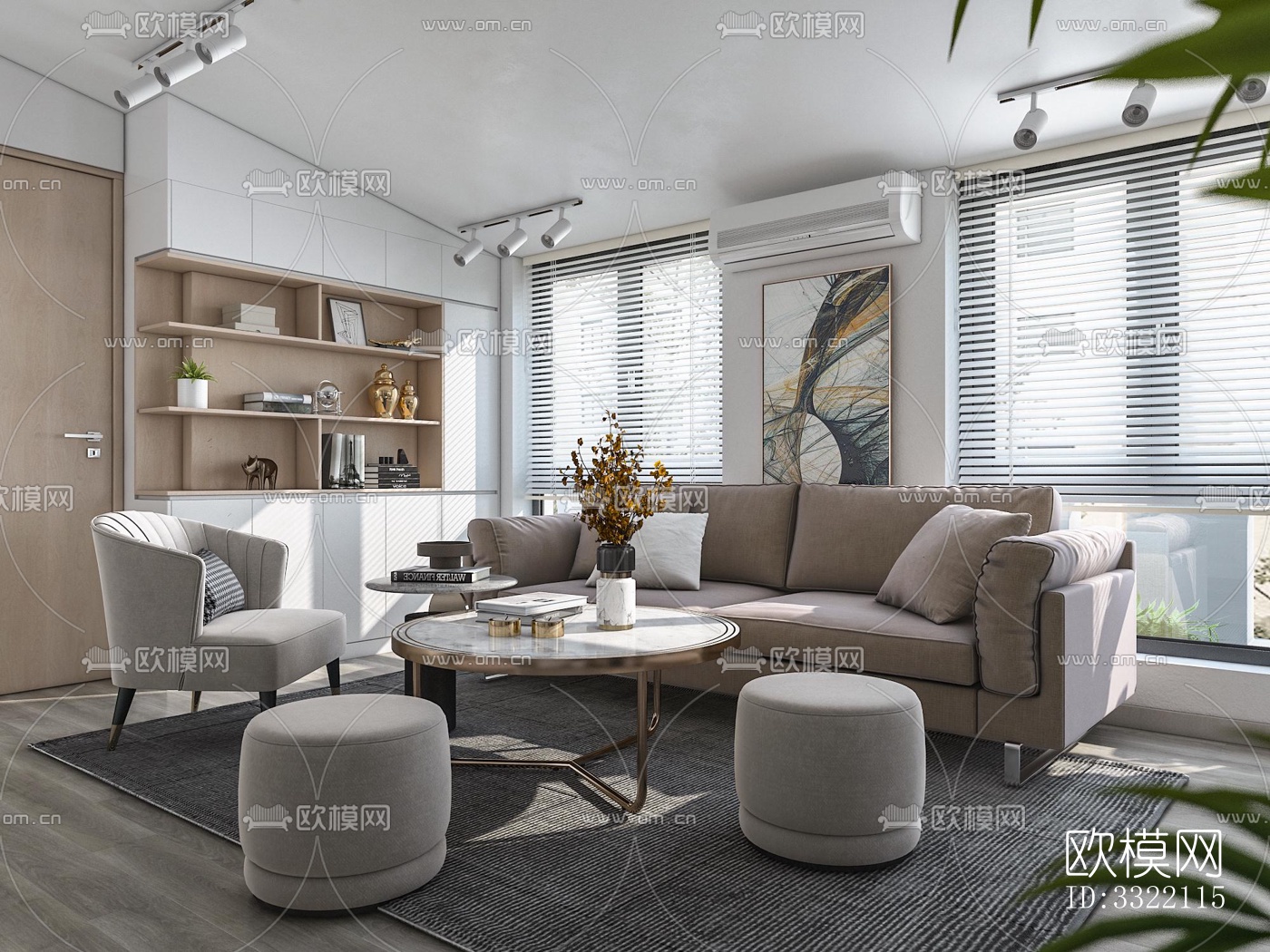 现代客厅效果图下载（渲染图1）