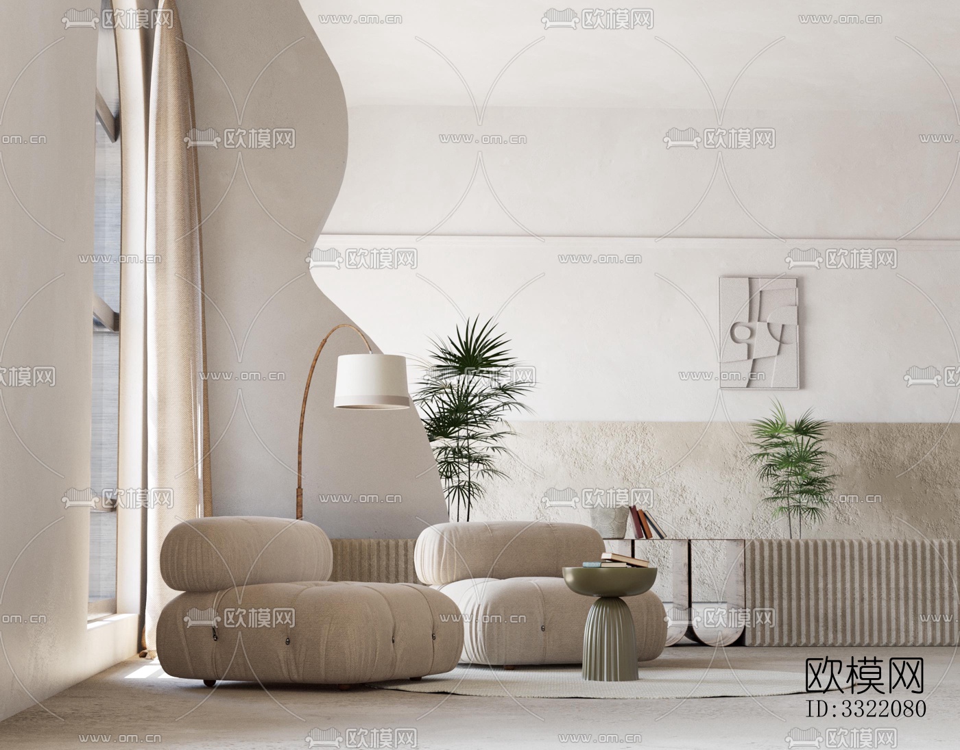 现代客厅效果图下载（渲染图1）